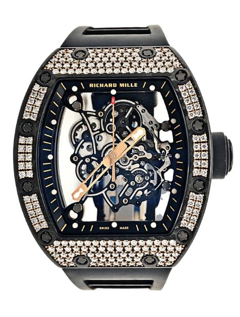 Best Richard Mille RM055 Bubba Watson Rose Gold Carbon TPT Diamond Replica Watch